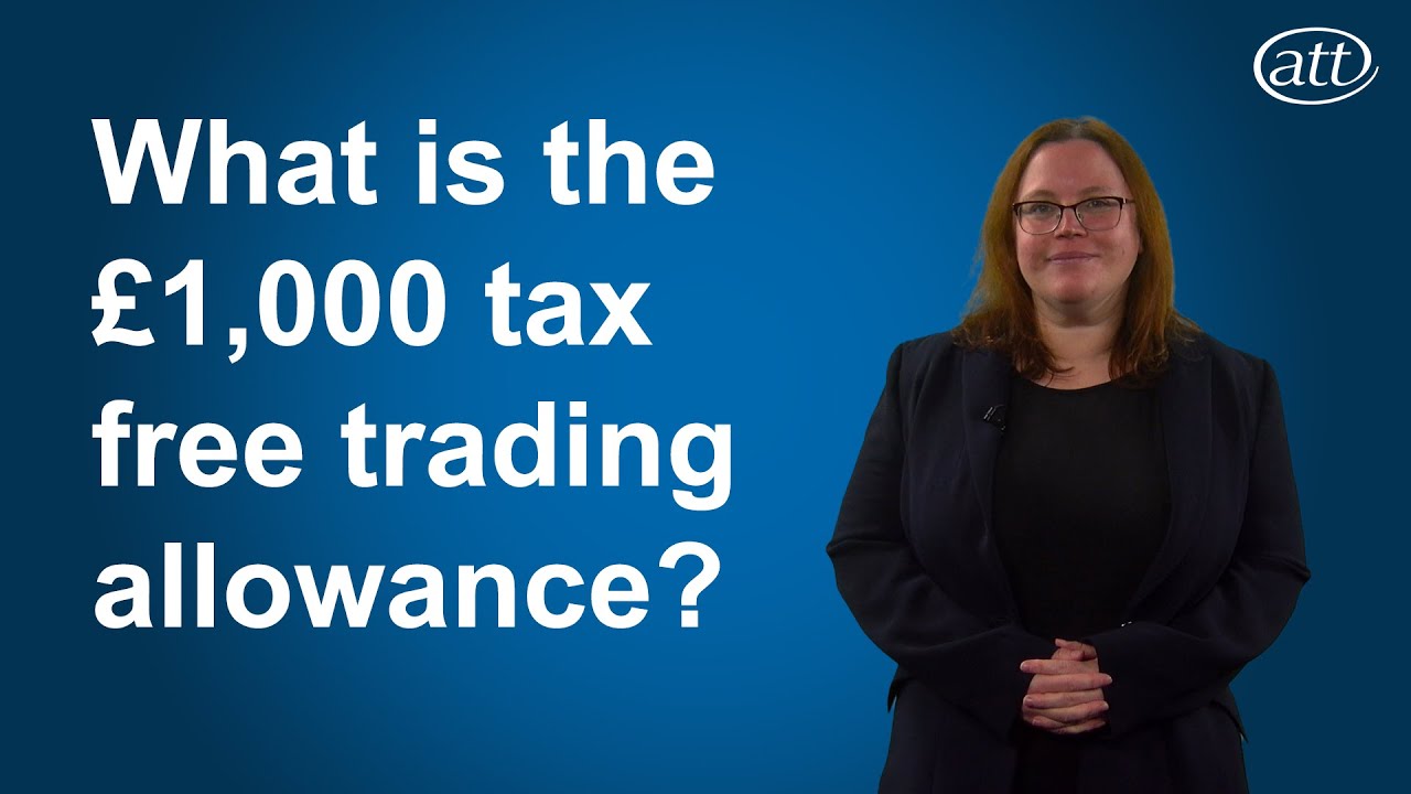 Presenter on blue background with the video title "What is the £1,000 tax free trading allowance?" in white letters to her left