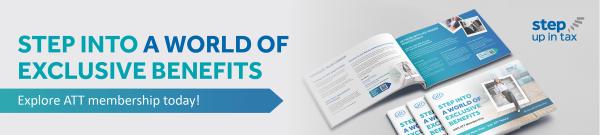 ATT Step into a world of exclusive benefits, explore ATT membership today. Image shows an opened ATT member benefits brochure and a stack of unopened brochures.