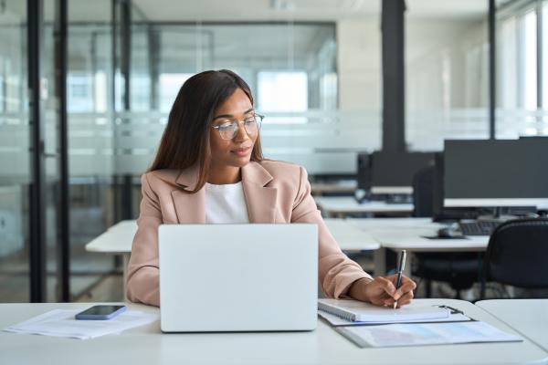 Lady busy at desk