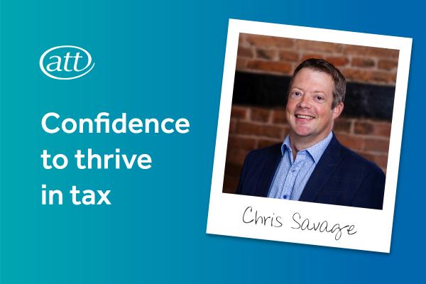 Polaroid image of Chris Savage next to the words "Confidence to thrive in tax"
