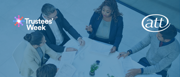 Image of trustee working together with Trustees week logo and ATT logo