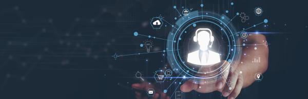 Icon showing person wearing headset, with finger reaching out to select that option