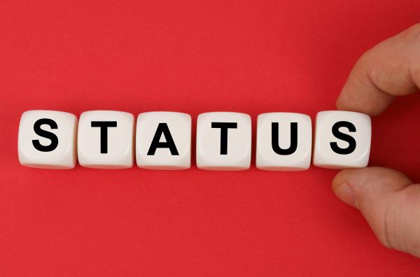 Blocks spelling out Status